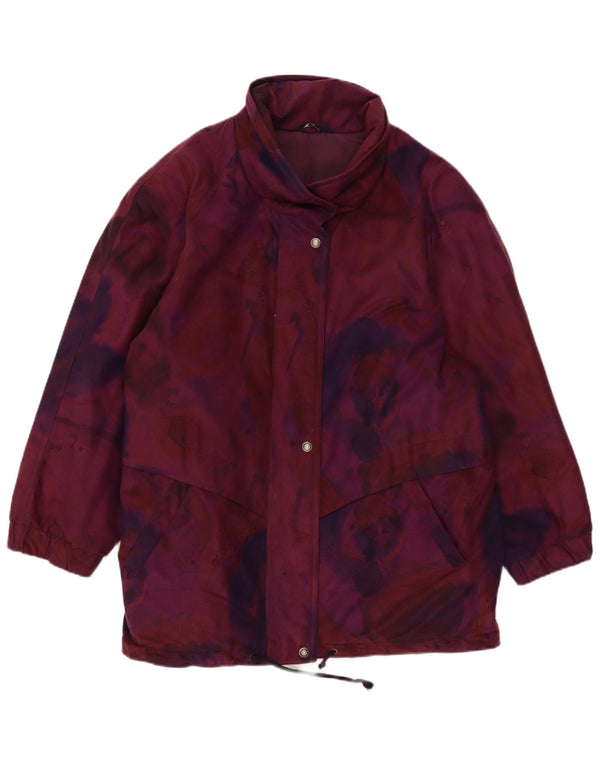 Damska kurtka wiatrówka w stylu vintage UK 18 XL Burgundowy kwiatowy poliester