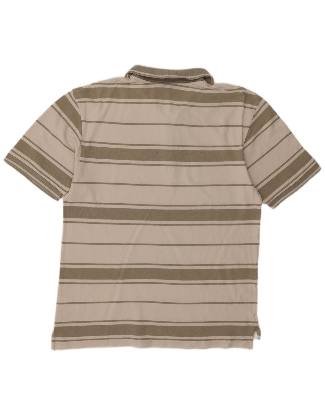 CHAMPION Mens Polo Shirt Large Off White Striped Cotton