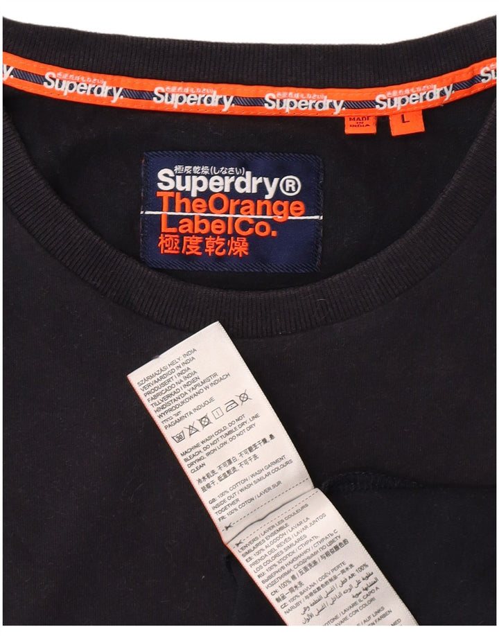 SUPERDRY Męski T-shirt Top Duży Czarny Bawełniany Klasyczny