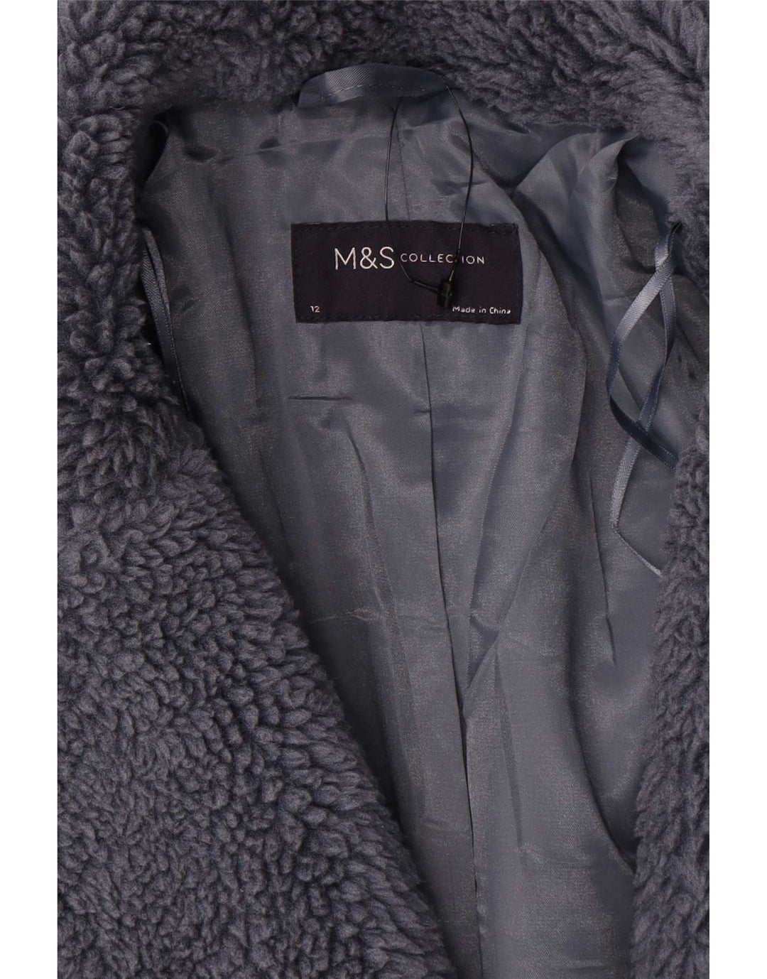 Marks & Spencer Damski płaszcz ze sztucznego futra oversize UK 12, średni szary