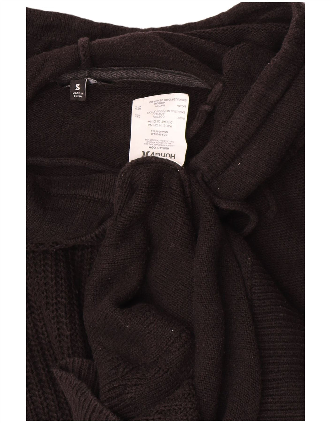 Damski sweter oversize Hurley UK 10 Small, czarny, bawełniany