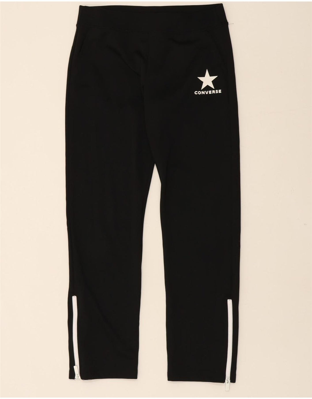 CONVERSE Womens Graphic Tracksuit Trousers UK 10 Small  Black Polyester