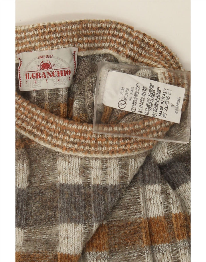 Il Granchio Męski sweter z okrągłym dekoltem, duży, brązowy, wełniany