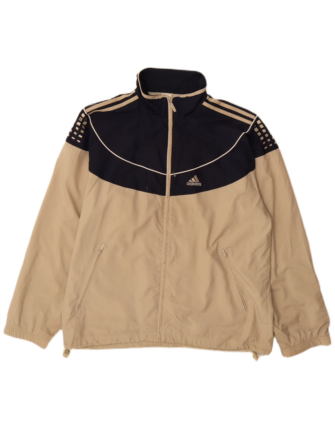 Adidas Męska bluza dresowa Top Jacket Duży beżowy poliester z blokami kolorów