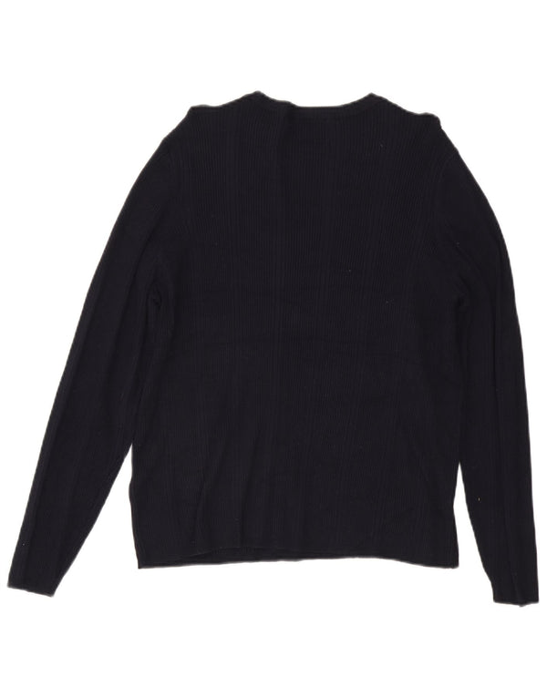 Marks & Spencer Damski sweter z dekoltem w łódkę UK 22 3XL Granatowy Wiskoza