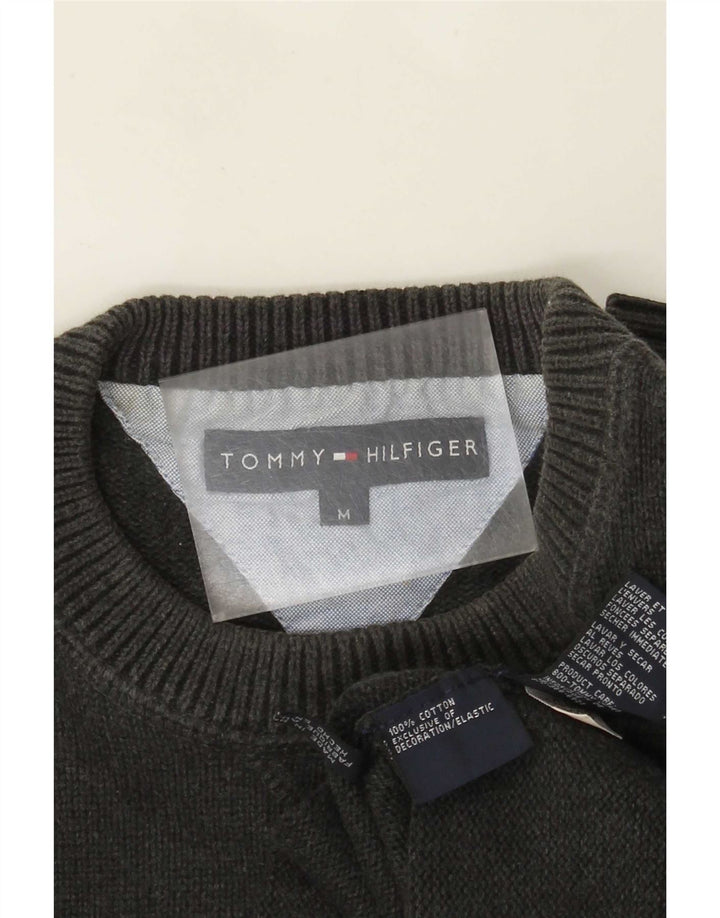 Męski sweter z okrągłym dekoltem Tommy Hilfiger, średnioszary, bawełniany