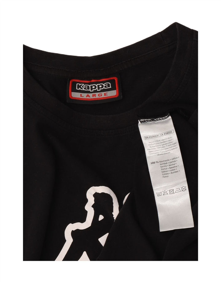 Męski T-shirt z grafiką Kappa, duży, czarny, bawełniany