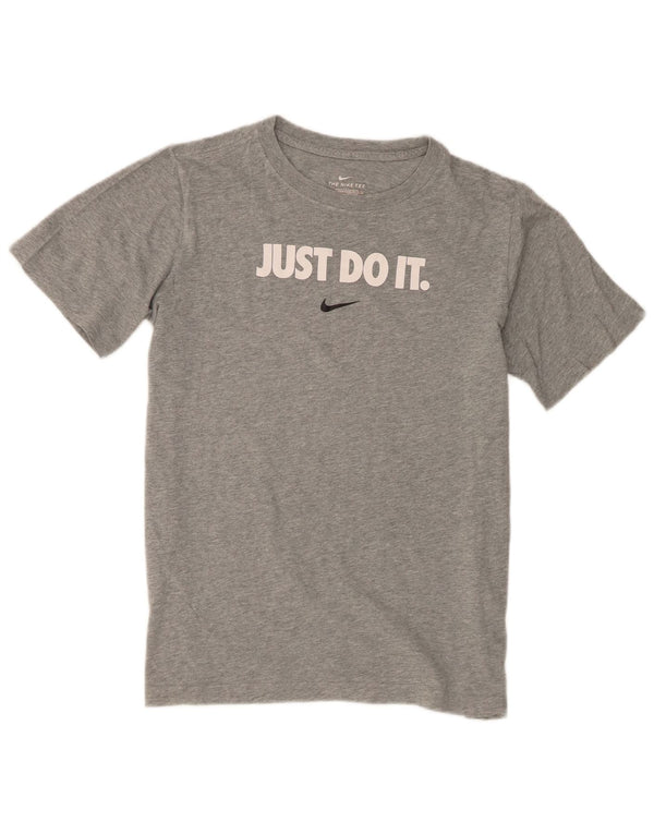 Chłopięcy T-shirt z grafiką Nike o standardowym kroju, 13-14 lat, XL, szary, nakrapiany