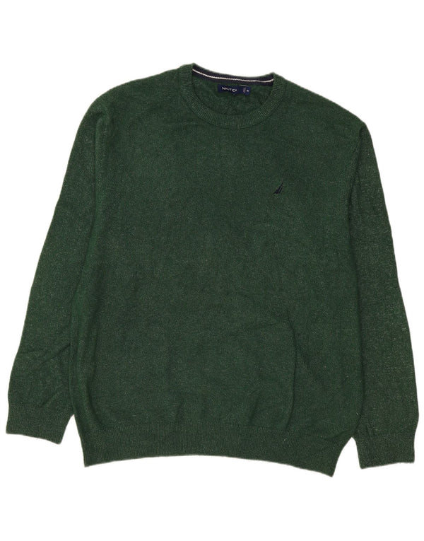 Męski sweter Nautica z okrągłym dekoltem 2XL, bawełna w zielone plamki
