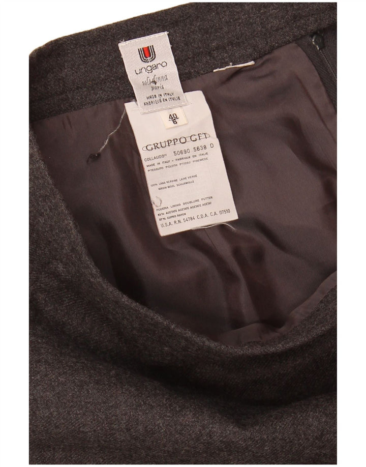 UNGARO Damska prosta spódnica IT 40 Small W26 Szara Cupro