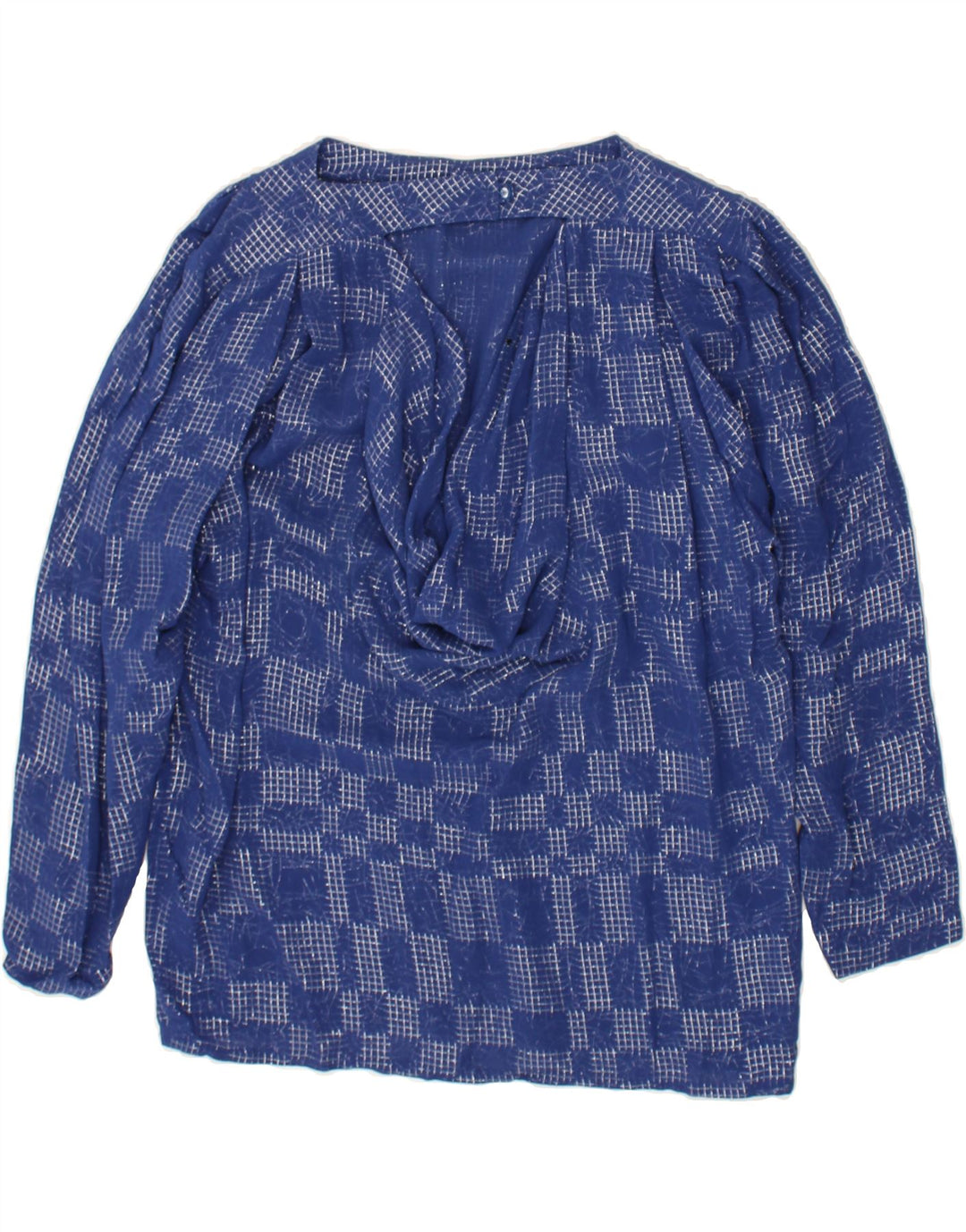 VINTAGE Womens Long Sleeve Blouse Top EU 46 XL Blue Check Viscose | Vintage Vintage | Thrift | Second-Hand Vintage | Used Clothing | Messina Hembry 