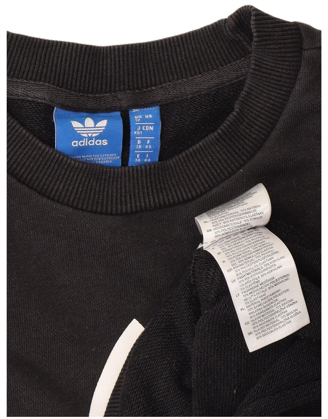 Damska bluza z grafiką ADIDAS, UK 12, średnia czarna bawełna