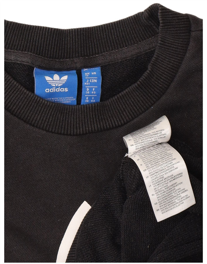 Damska bluza z grafiką ADIDAS, UK 12, średnia czarna bawełna