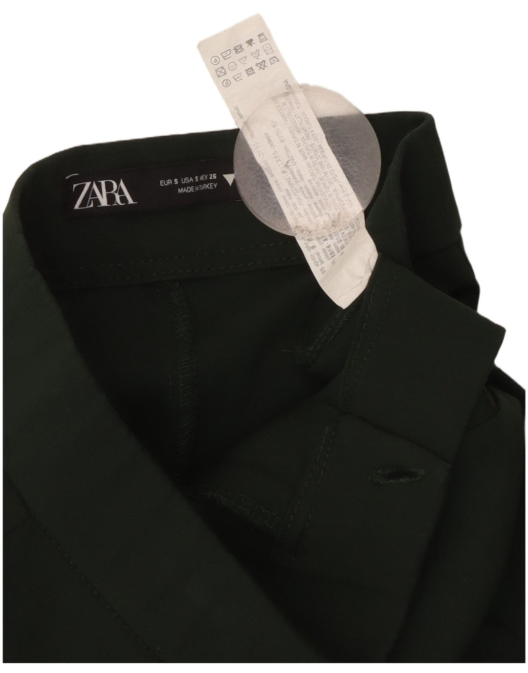 Damskie spodnie codzienne ZARA Bootcut, małe W26 L25, zielone, bawełniane