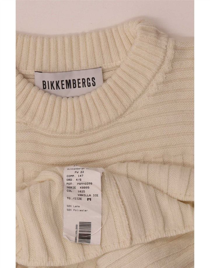Damski sweter z wycięciem pod szyją Bikkembergs UK 12 Średni złamanej bieli