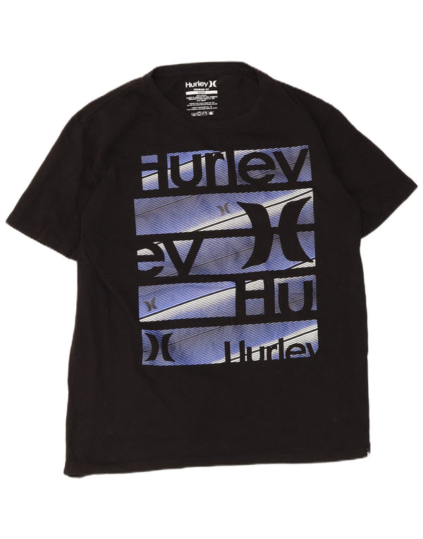 Męski T-shirt z grafiką Hurley Premium Fit, góra XL, czarna, bawełniana