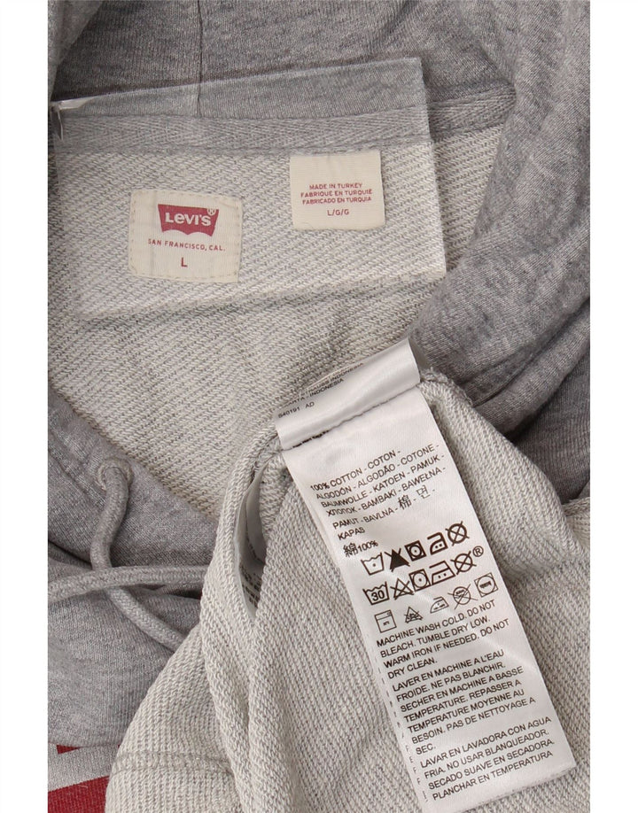 Męski sweter z kapturem z grafiką Levi's, duży, szary, bawełniany