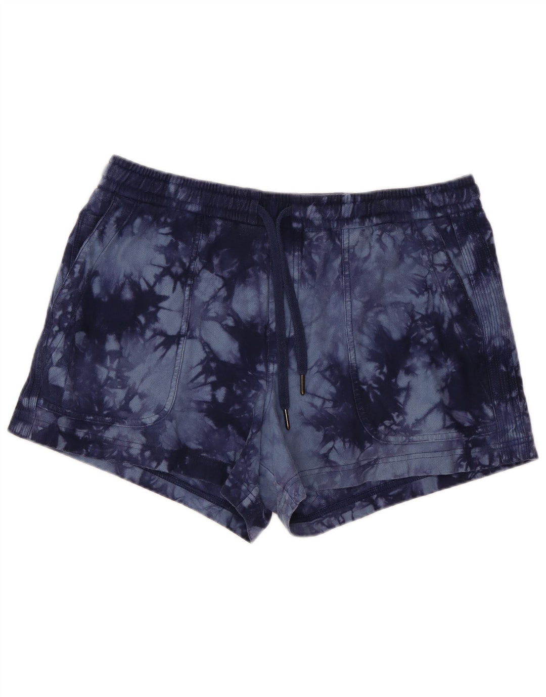 Damskie spodenki sportowe ATHLETA UK 14, duże, granatowe, bawełniane typu Tie Dye