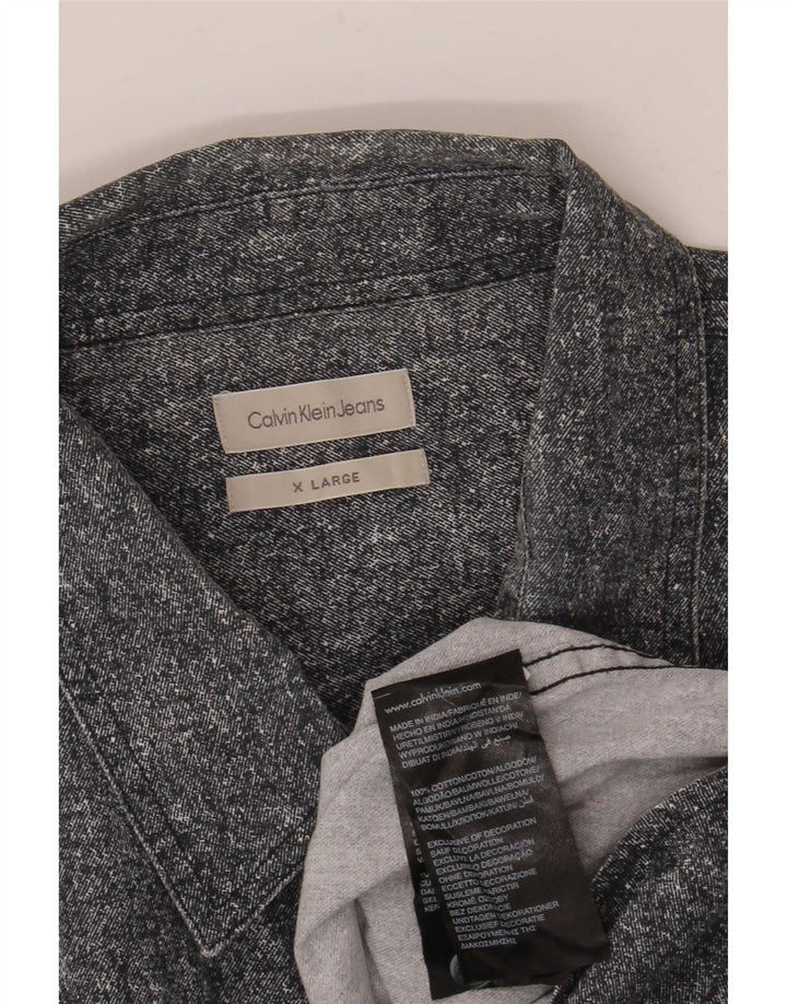 Koszula męska Calvin Klein Jeans w abstrakcyjny wzór XL, szara, bawełniana