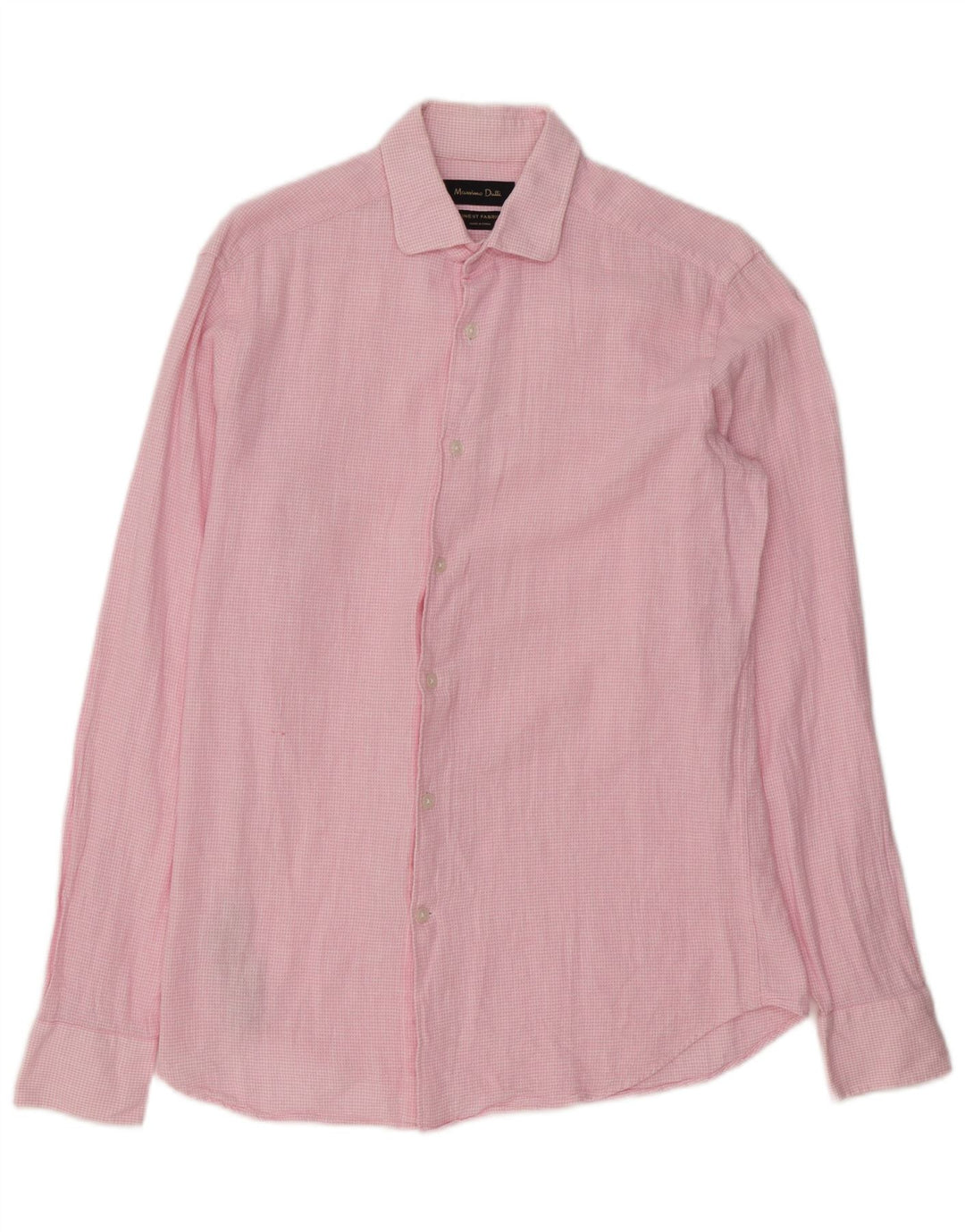 Koszula męska Massimo Dutti w małą różową kratkę, bawełniana