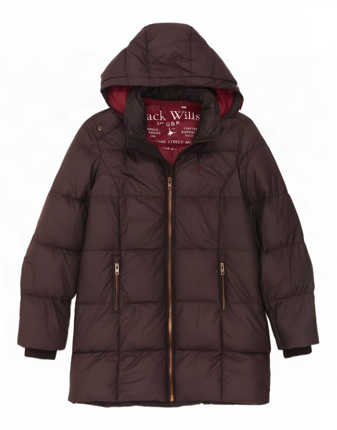 Damski ocieplany płaszcz z kapturem Jack Wills UK 8, mały, szary poliester