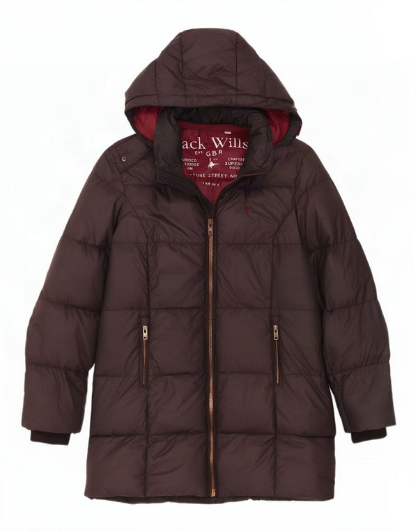 Damski ocieplany płaszcz z kapturem Jack Wills UK 8, mały, szary poliester