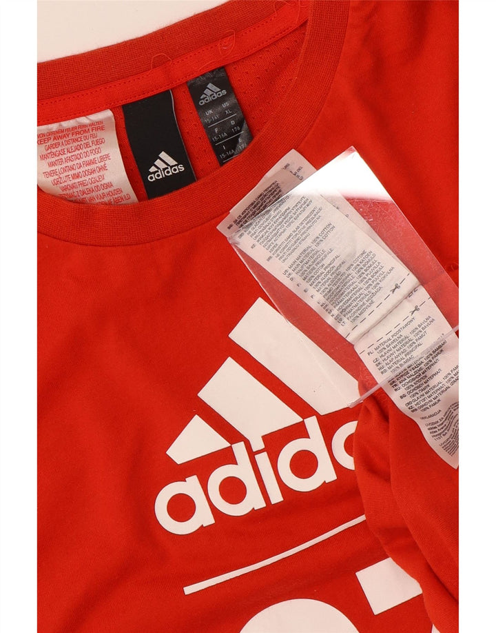 Chłopięcy T-shirt z grafiką ADIDAS, 15-16 lat, pomarańczowa, bawełniana