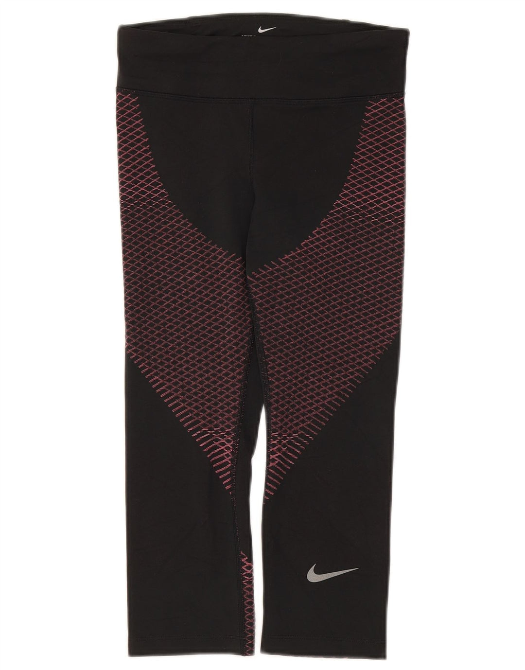 Damskie legginsy Nike Dri Fit Capri UK 8, mały, czarny, geometryczny poliester