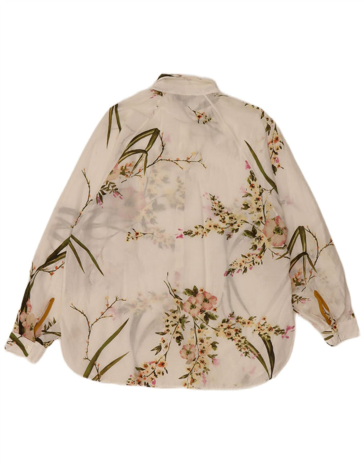 Damska koszula Massimo Dutti See Through Oversize EU 36 XS w białe kwiaty