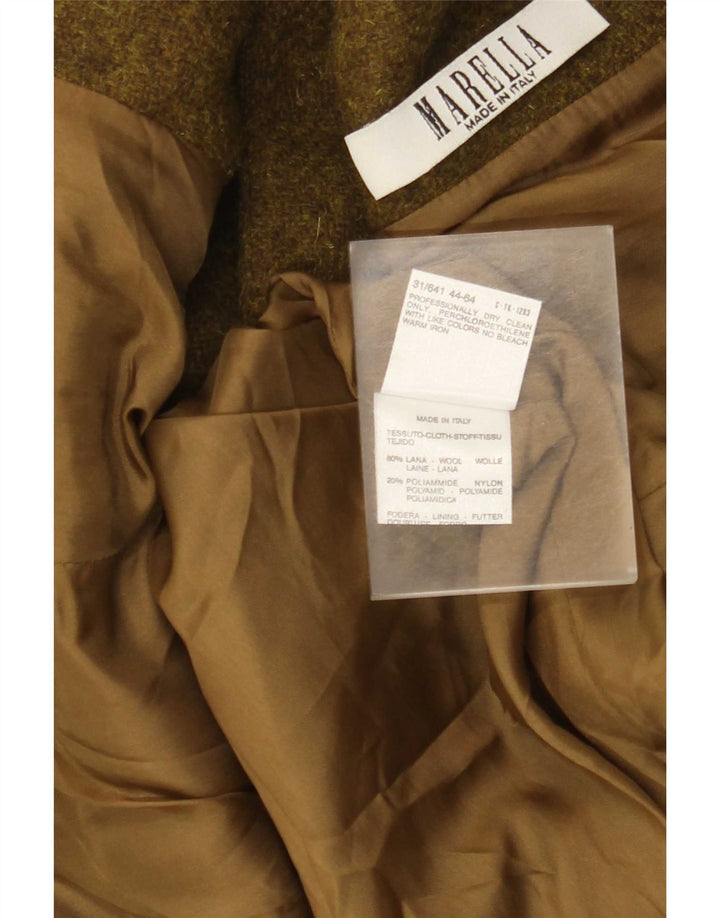 Marella Damska marynarka zapinana na 4 guziki UK 14, duża wełna Khaki Paisley