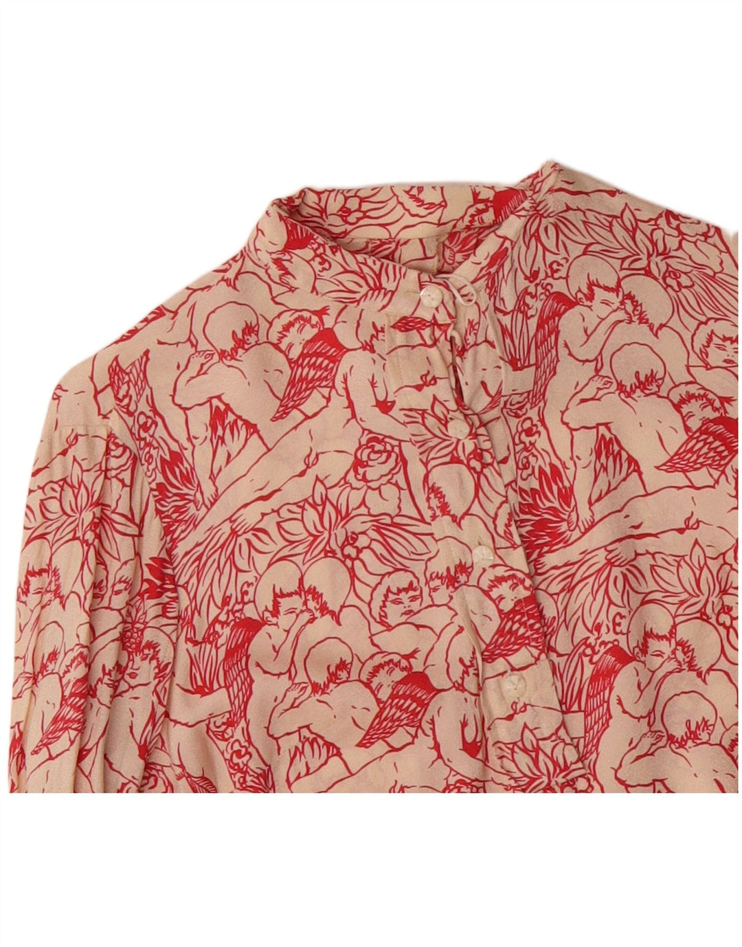 Damska bluzka koszulowa VINTAGE Graphic UK 12 Medium White