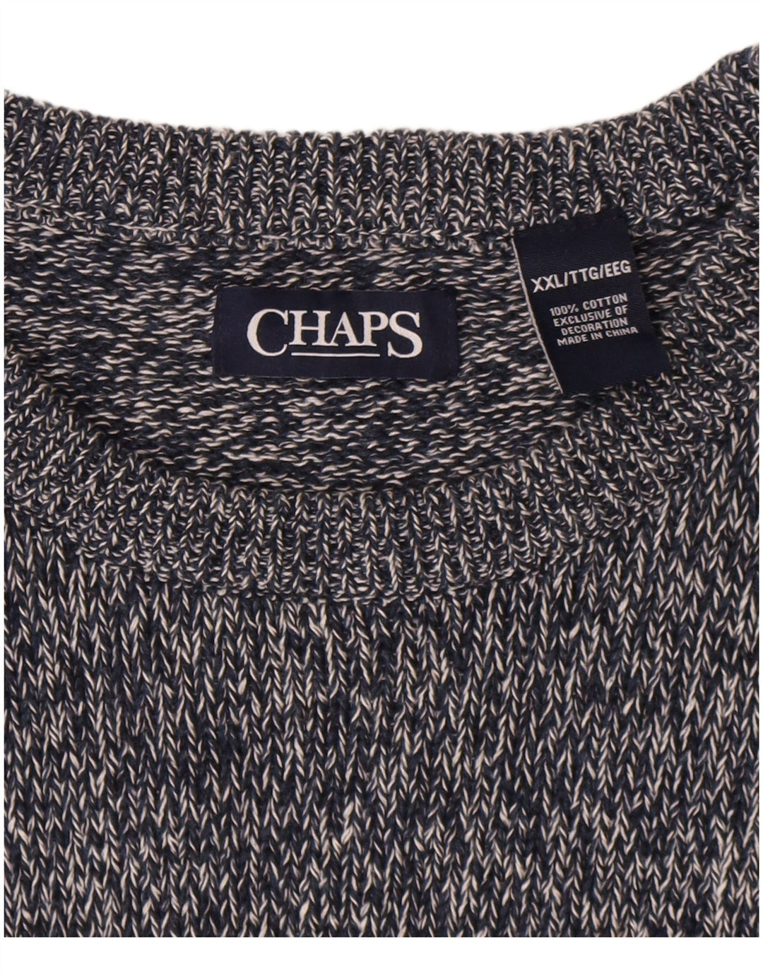 Męski sweter z wycięciem pod szyją Chaps 2XL, granatowy, bawełniany w cętki