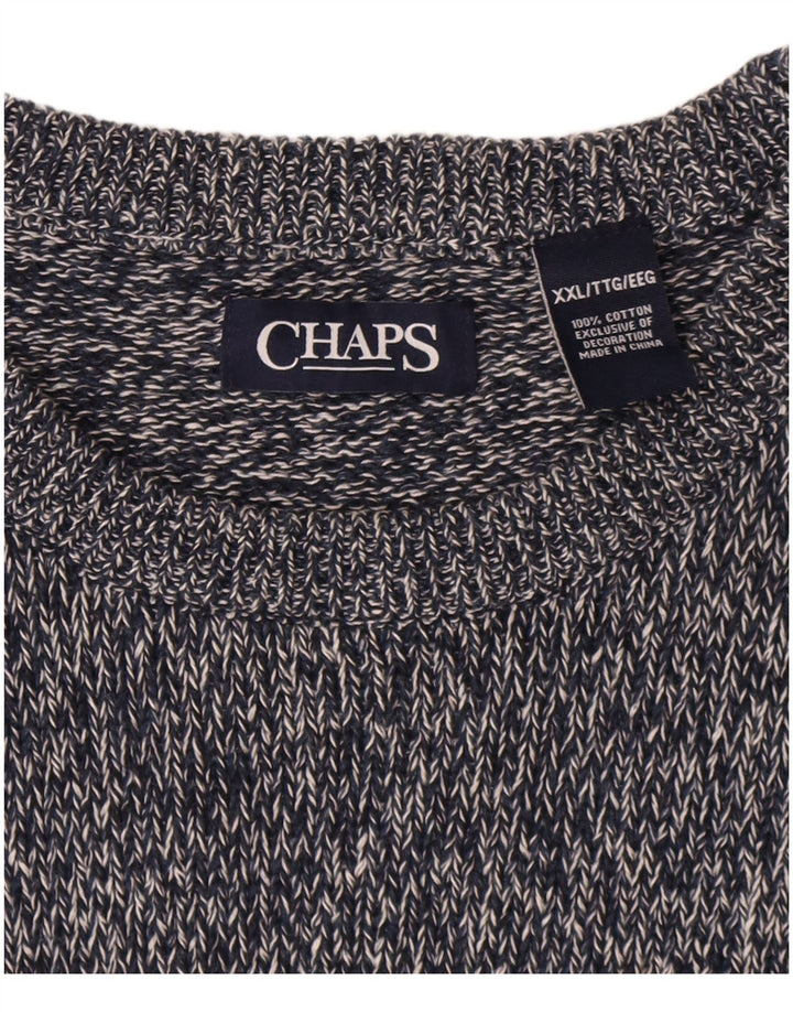 Męski sweter z wycięciem pod szyją Chaps 2XL, granatowy, bawełniany w cętki