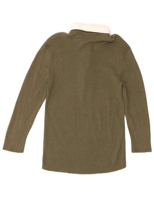 Damska koszulka polo z długim rękawem Ralph Lauren UK 12, średnia zielona bawełna