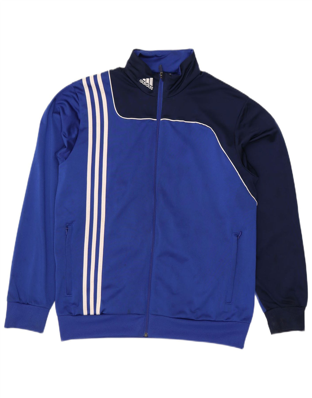 Adidas Męska bluza dresowa UK 42/44 Duży niebieski poliester z blokami kolorów