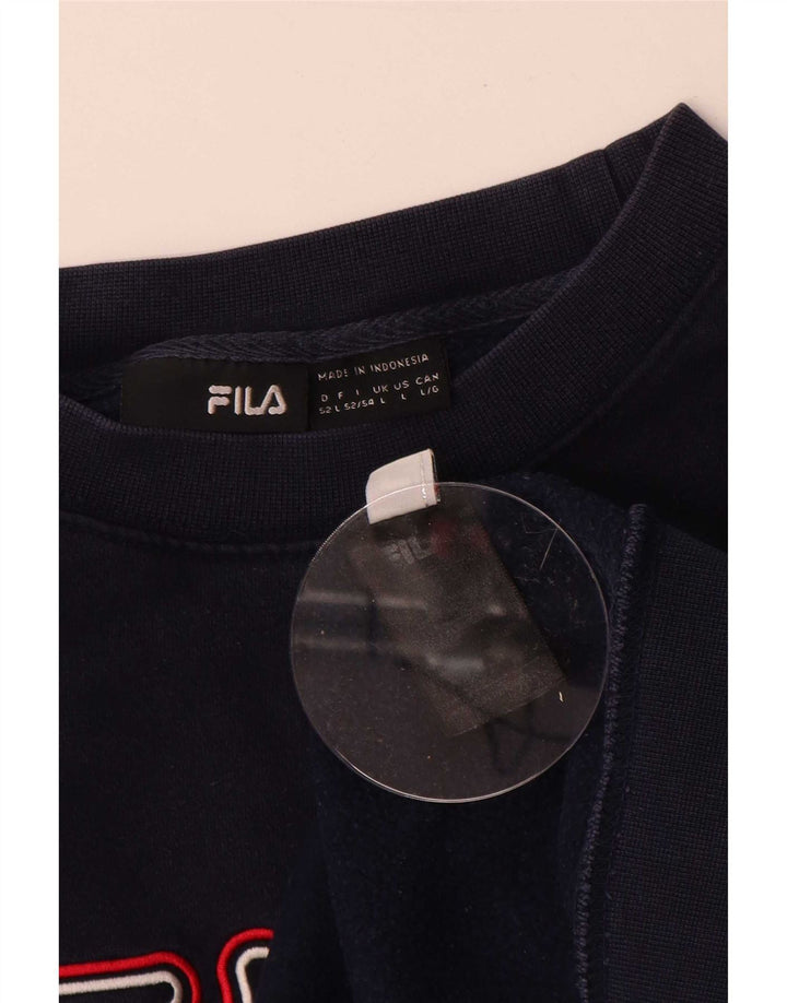Męska bluza z grafiką Fila, duża, granatowa, bawełniana