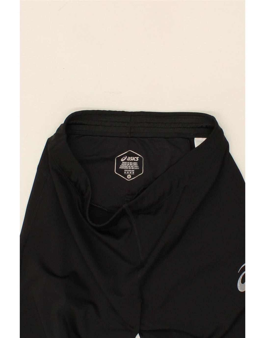 ASICS Womens Capri Leggings UK 14 Medium Black Geometric Polyester Vintage Asics and Second-Hand Asics from Messina Hembry 