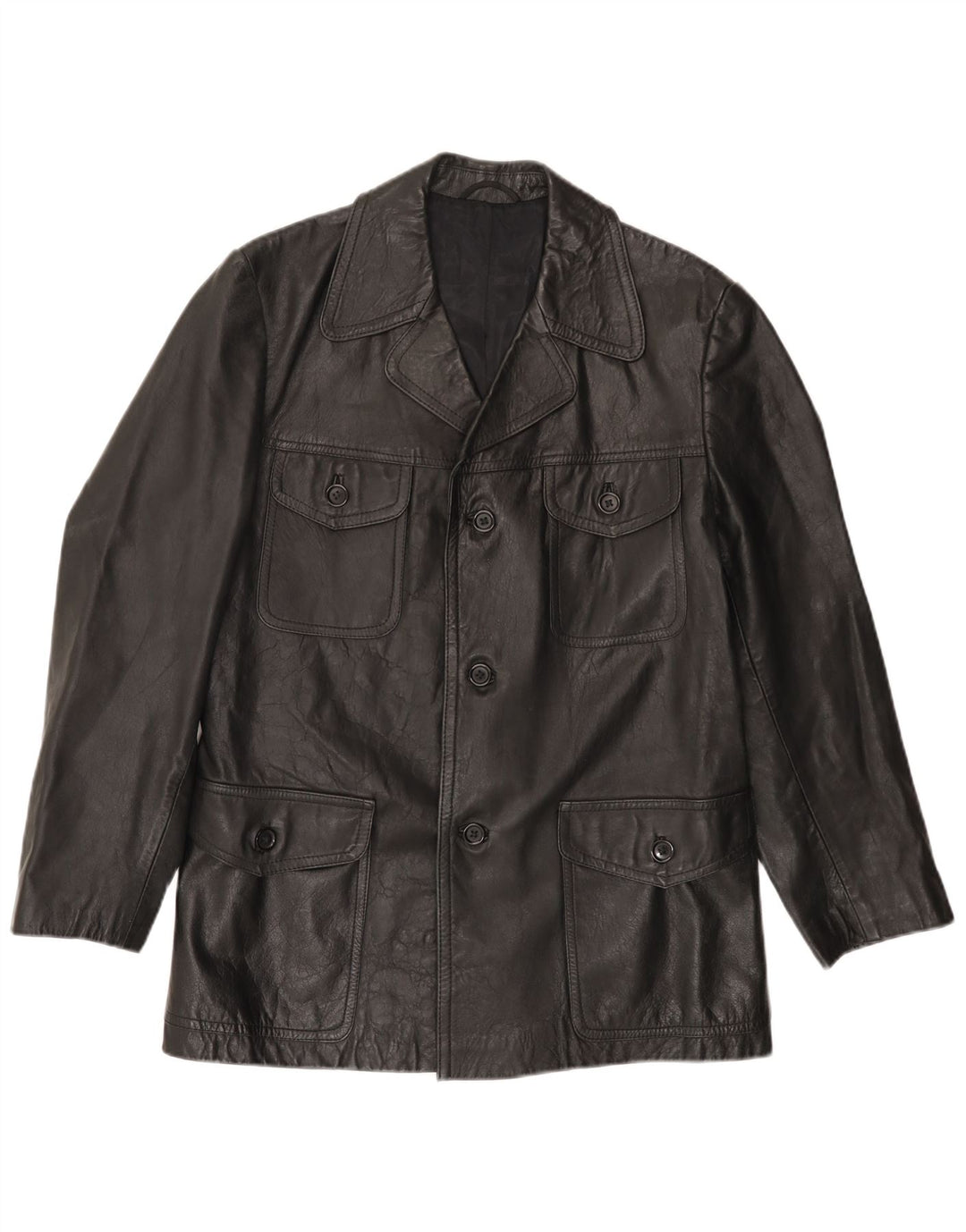 Męska kurtka skórzana VINTAGE UK 38, średnia czarna