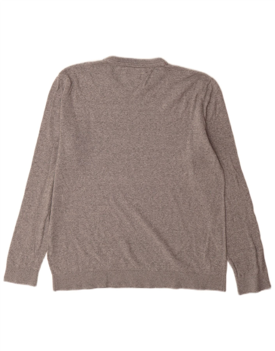 Męski sweter z okrągłym dekoltem Tommy Hilfiger, średnioszary, bawełniany