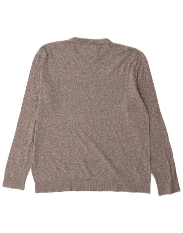 Męski sweter z okrągłym dekoltem Tommy Hilfiger, średnioszary, bawełniany