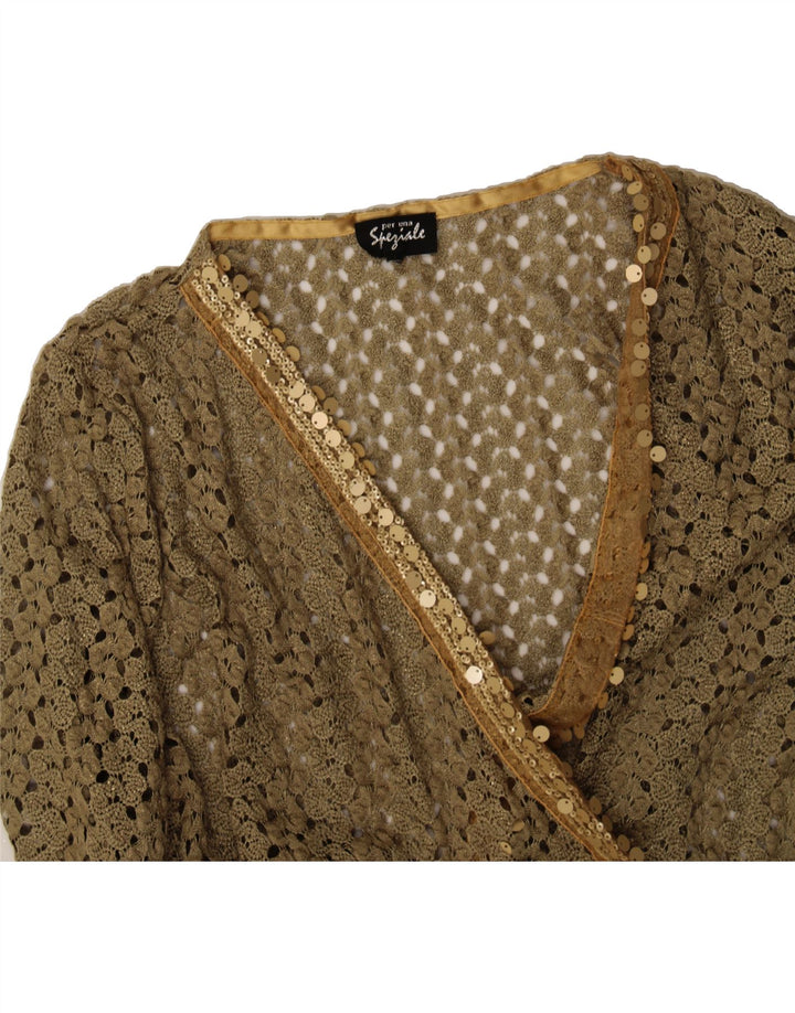 PER UNA Womens Crop Cardigan Top UK 20 2XL Beige Polyester Vintage Per Una and Second-Hand Per Una from Messina Hembry 