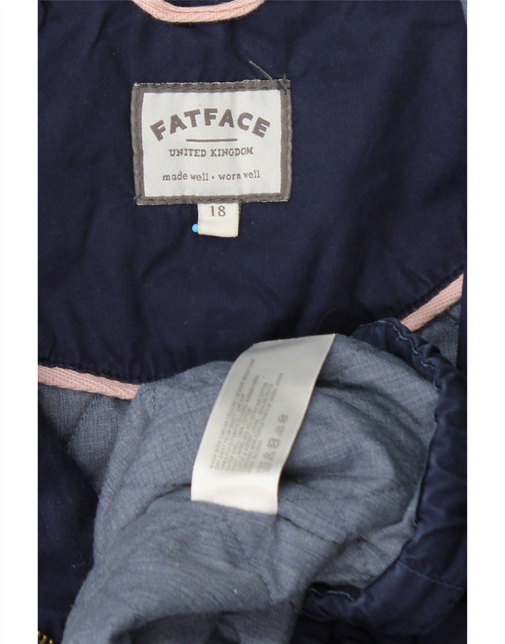 Damska kurtka parka z kapturem Fat Face UK 18 XL, granatowa, bawełniana