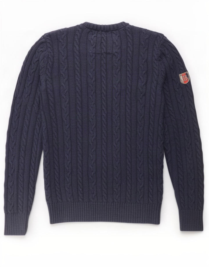 Męski sweter Superdry z okrągłym dekoltem, duży, granatowy, bawełniany