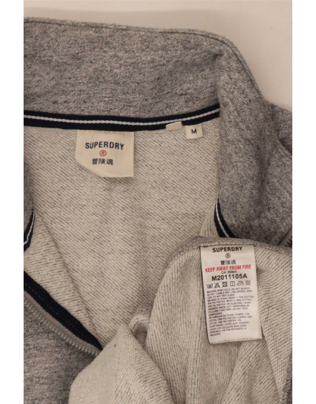 Męski sweter z zamkiem błyskawicznym Superdry, średnioszary, bawełniany w cętki