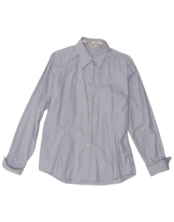 Marks & Spencer Womens Formal Shirt UK16 Large Blue Cotton