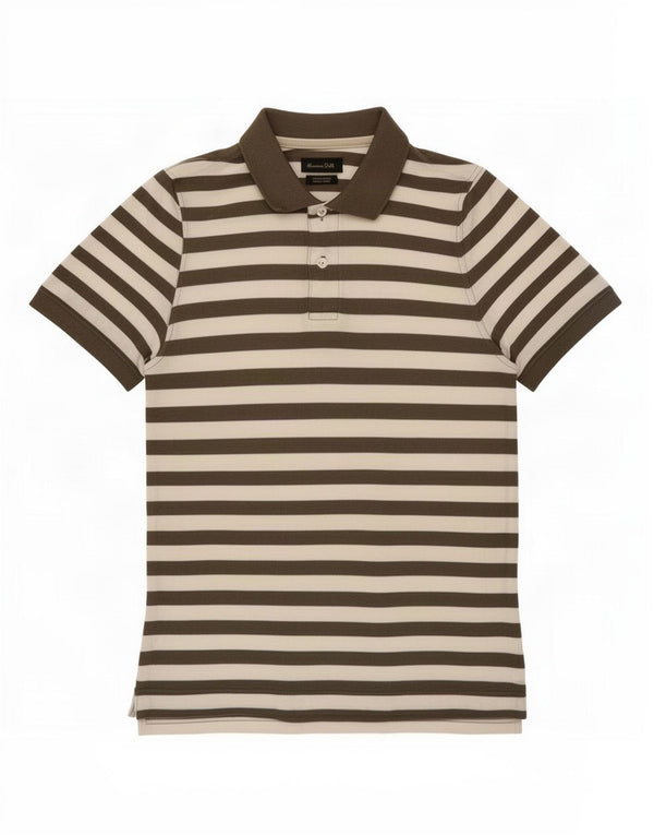 Męska koszulka polo Massimo Dutti, duża, bawełniana w brązowe paski