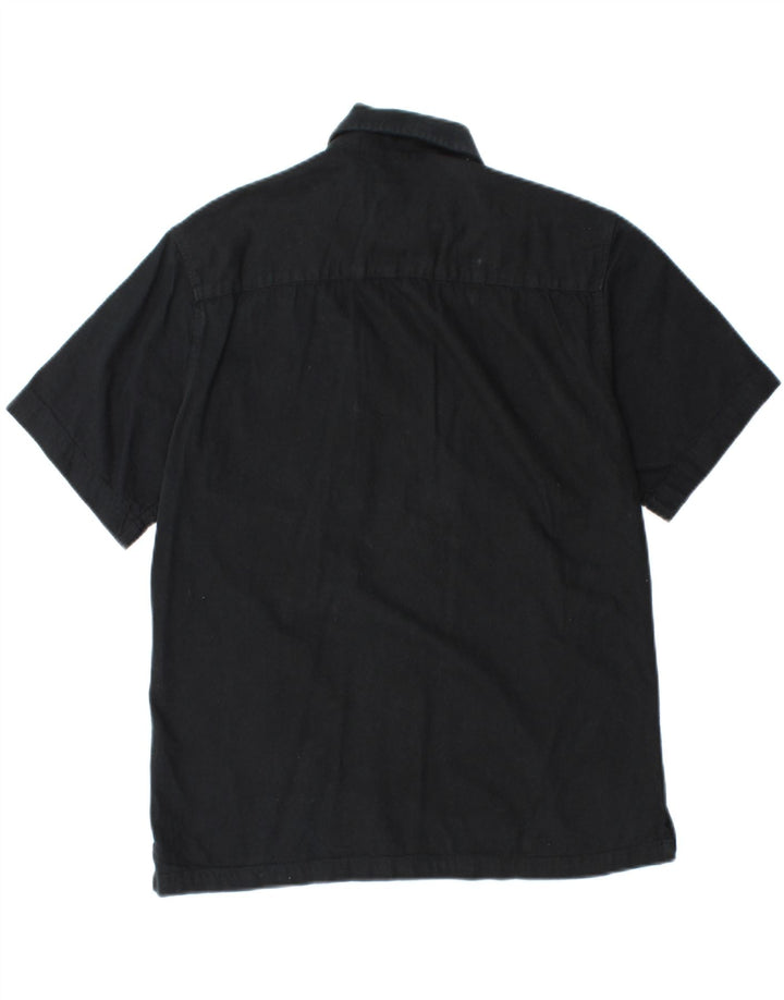 Męska koszula z krótkim rękawem Jack & Jones o regularnym kroju, mała, czarna, bawełniana