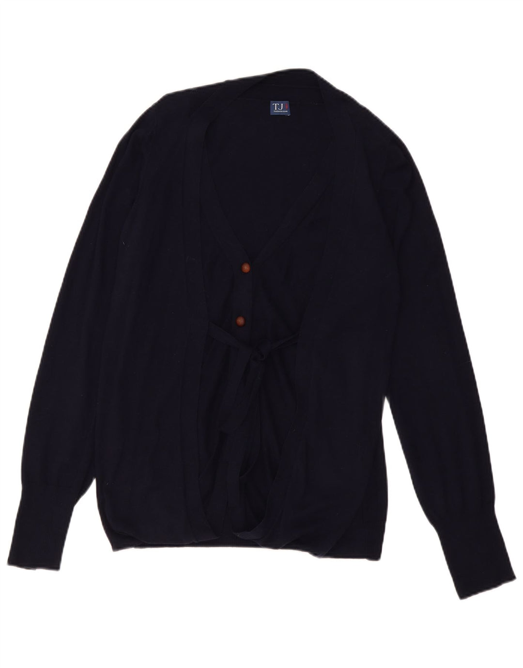 Sweter damski Trussardi z wiązaniem z przodu, UK 14, średni granatowy, bawełniany
