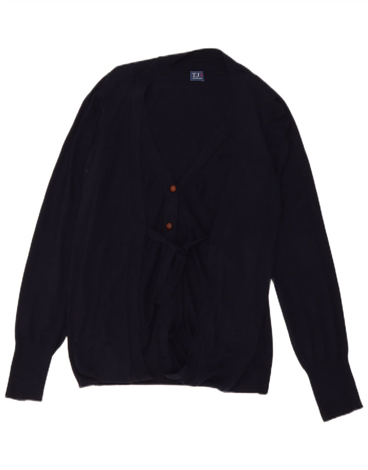 Sweter damski Trussardi z wiązaniem z przodu, UK 14, średni granatowy, bawełniany
