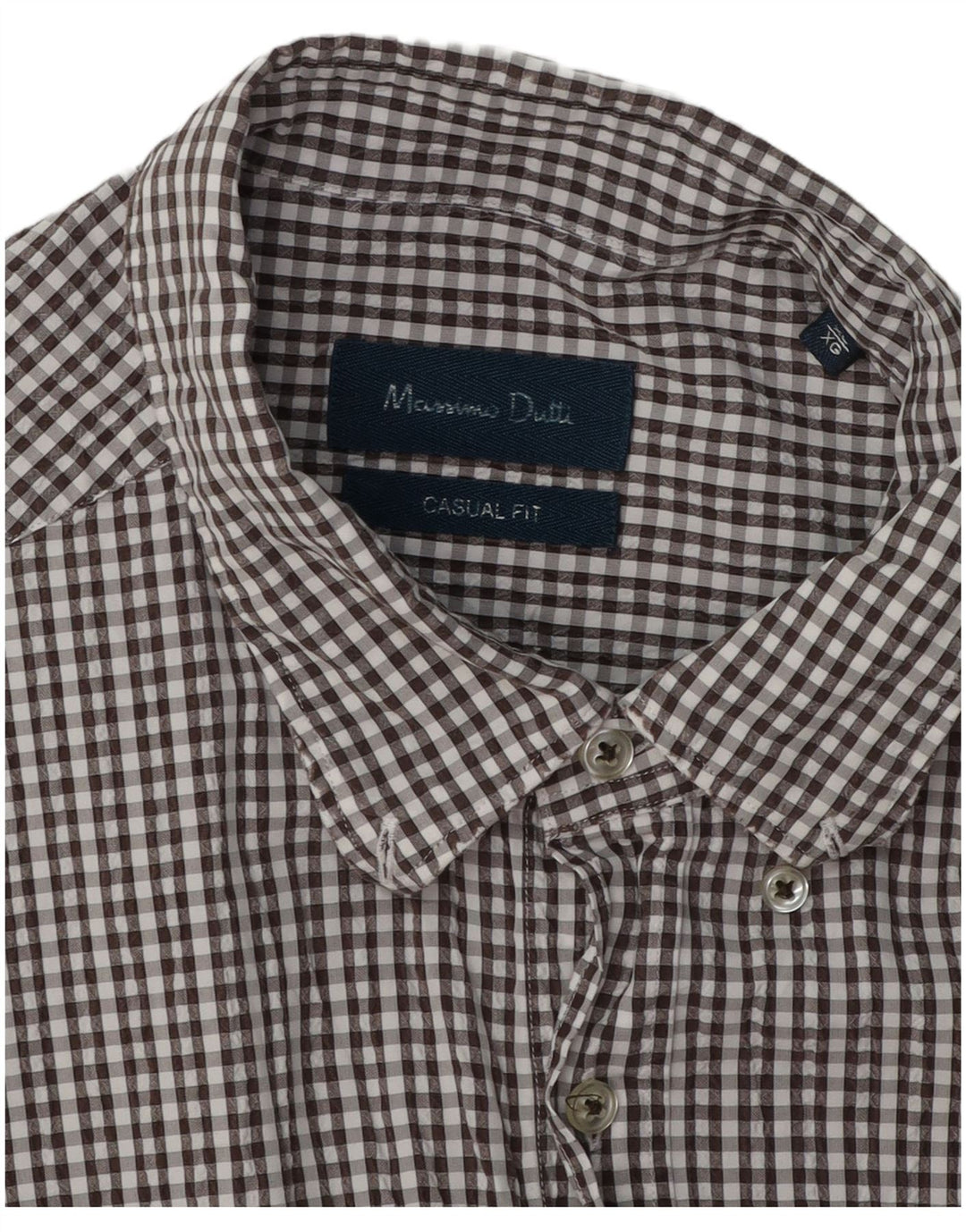 MASSIMO DUTTI Mens Casual Fit Shirt XL Brown Gingham Cotton